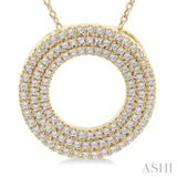 1/3 Ctw Circle Triple Row Round Cut Diamond Fashion Pendant With Chain in 14K Yellow Gold