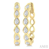 1 Ctw Bezel Set Pear Cut Diamond Fashion Hoop Earrings in 14K Yellow Gold