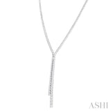 3 ctw Open End Y-Shape Round Cut Diamond Lariat Necklace in 14K White Gold
