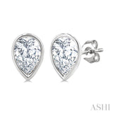 1/5 Ctw Petite Bezel Set Pear Cut Diamond Fashion Stud Earrings in 10K White Gold
