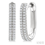1/5 Ctw Twin Row Round Cut Diamond Fashion Hoop Earrings in 10K White Gold