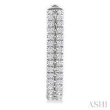 1/5 Ctw Twin Row Round Cut Diamond Fashion Hoop Earrings in 10K White Gold