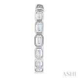 1 1/10 Ctw Bezel Set Emerald Cut Diamond Fashion Hoop Earrings in 14K White Gold