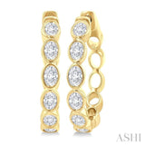1 1/10 Ctw Bezel Set Oval Cut Diamond Fashion Hoop Earrings in 14K Yellow Gold