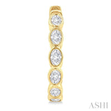 1 1/10 Ctw Bezel Set Oval Cut Diamond Fashion Hoop Earrings in 14K Yellow Gold