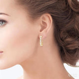 1 1/10 Ctw Bezel Set Oval Cut Diamond Fashion Hoop Earrings in 14K Yellow Gold