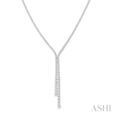 5 ctw Open End Y-Shape Round Cut Diamond Lariat Necklace in 14K White Gold