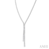 5 ctw Open End Y-Shape Round Cut Diamond Lariat Necklace in 14K White Gold