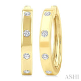 1/3 Ctw Flush Bezel Set Diamond Fashion Hoop Earrings in 14K Yellow Gold
