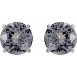Platinum 6 mm Natural Gray Spinel Earrings