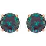 14K Rose Gold 7 mm Lab-Grown Alexandrite Earrings