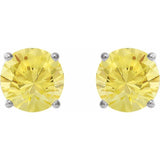14K White Gold 7 mm Lab-Grown Yellow Sapphire Earrings