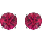 Sterling Silver 7 mm Lab-Grown Ruby Earrings