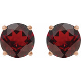 14K Rose Gold 8 mm Natural Mozambique Garnet Earrings