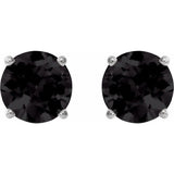 Platinum 8 mm Natural Black Onyx Earrings
