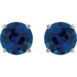 Sterling Silver 8 mm Lab-Grown Blue Sapphire Earrings