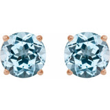14K Rose Gold 6 mm Natural Sky Blue Topaz Earrings