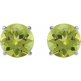 14K White 6 mm Natural Peridot Stud Earrings