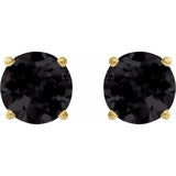 14K Yellow Gold 6 mm Natural Black Onyx Earrings
