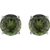 Sterling Silver 6 mm Natural Green Tourmaline Earrings