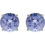 14K White Gold 7 mm Natural Tanzanite Earrings