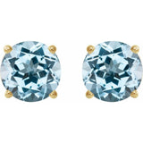 14K Yellow Gold 7 mm Natural Sky Blue Topaz Earrings