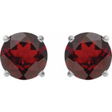 14K White Gold 6 mm Natural Mozambique Garnet Earrings