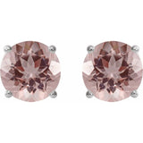 Platinum 6 mm Natural Pink Morganite Stud Earrings
