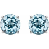 14K White Gold 7 mm Natural Sky Blue Topaz Earrings