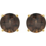 14K Yellow Gold 7 mm Natural Smoky Quartz Earrings