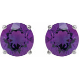 Sterling Silver 8 mm Natural Amethyst Stud Earrings