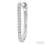 1/10 Ctw Round Cut Diamond Fashion Hoop Earrings in 10K White Gold