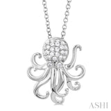 1/6 Ctw Petite Octopus Round Cut Diamond Fashion Pendant With Chain in 10K White Gold
