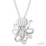 1/6 Ctw Petite Octopus Round Cut Diamond Fashion Pendant With Chain in 10K White Gold