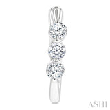 3/4 Ctw 3-Stone Round Cut Diamond Fashion Hoop Earrings in 14K White Gold