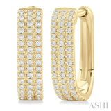1/3 Ctw Triple Row Round Cut Diamond Hoop Earrings in 10K Yellow Gold