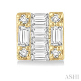 1/6 Ctw Square Shape Baguette and Round Cut Diamond Petite Fashion Earrings in 10K Yellow Gold.