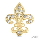 1/20 Ctw Fleur De Lis Round Cut Diamond Petite Earrings in 10K Yellow Gold