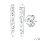 1/10 Ctw Petite Vertical Bar Graduated Round Cut Diamond Fashion Stud Earrings in 10K White Gold