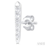 1/10 Ctw Petite Vertical Bar Graduated Round Cut Diamond Fashion Stud Earrings in 10K White Gold