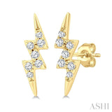 1/10 Ctw Petite Lightning Bolt Round Cut Diamond Fashion Stud Earrings in 10K Yellow Gold