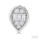 1/5 Ctw Petite Bezel Set Pear Shape Fusion Baguette and Round Cut Diamond Fashion Stud Earrings in 10K White Gold