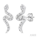 1/20 Ctw Petite Snake Round Cut Diamond Fashion Stud Earrings in 10K White Gold