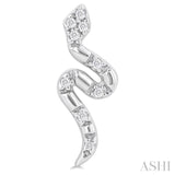 1/20 Ctw Petite Snake Round Cut Diamond Fashion Stud Earrings in 10K White Gold