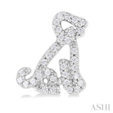 1/5 Ctw Petite Seated Dog Round Cut Diamond Fashion Stud Earrings in 10K White Gold