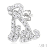 1/5 Ctw Petite Seated Dog Round Cut Diamond Fashion Stud Earrings in 10K White Gold