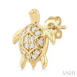 1/10 Ctw Petite Turtle Round Cut Diamond Fashion Stud Earrings in 10K Yellow Gold