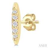 1/10 Ctw Petite Boat Shape Round Cut Diamond Fashion Stud Earrings in 10K Yellow Gold