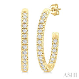 1/6 Ctw French Pave Set Round Cut Diamond Fashion Half Hoop Earrings in 14K Yellow Gold