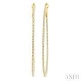 1 Ctw Inside & Outside Round Cut Diamond Hoop Earrings in 14K Yellow Gold